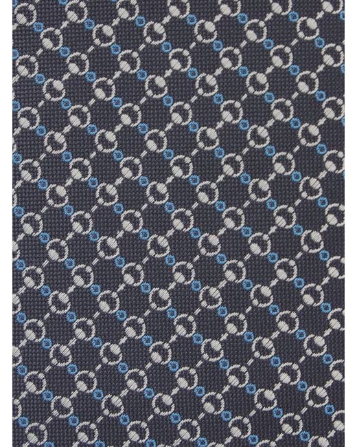 Gucci White Silk Tie With Horsebit Print Ties & Bow for men