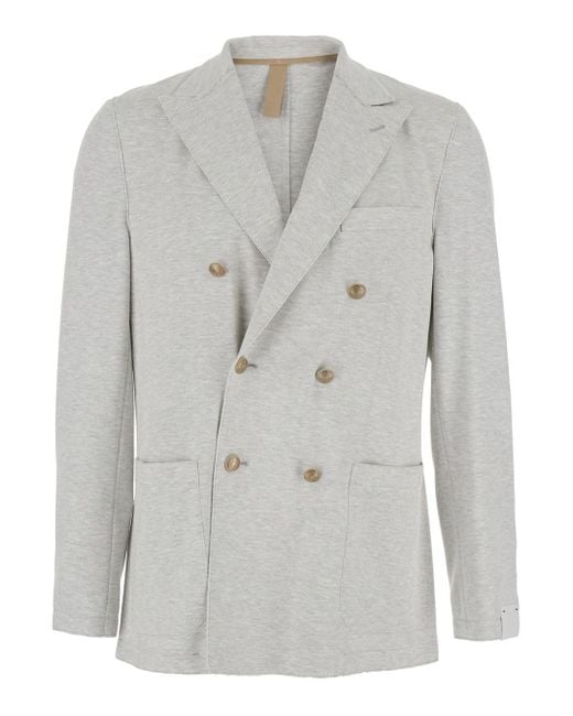 Eleventy Gray Double-Breasted Jacket With Peak Revers And Rear English Vent for men