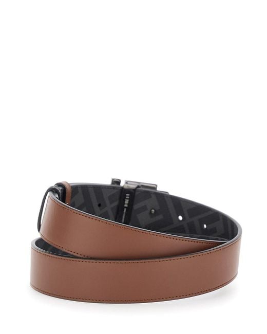 Fendi Brown Reversible Belt With Ff Buckle Closure for men