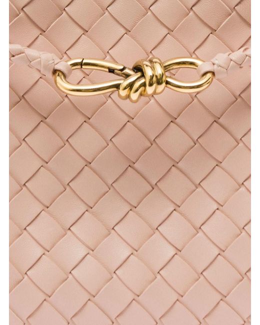 Bottega Veneta Pink 'Andiamo Piccola' Handbag With Intreccio Motif And