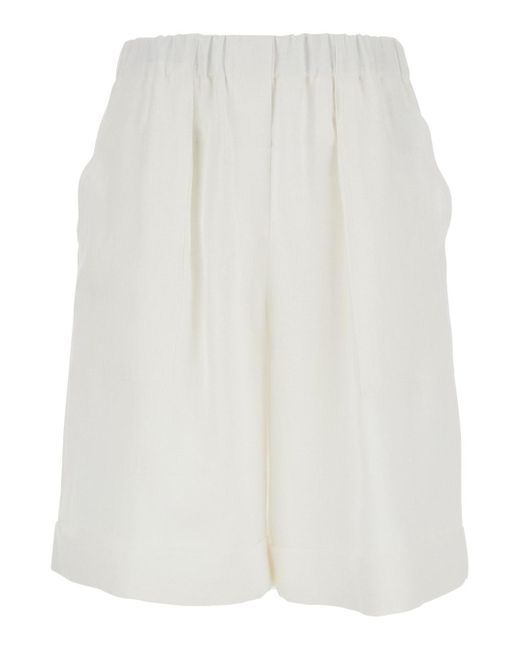 Antonelli White Bermuda Shorts With Elastic Waist And Side Pocket