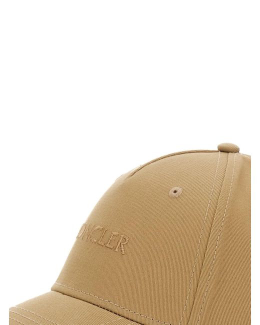 Moncler Natural Baseball Cap With Tone On Tone Logo Print