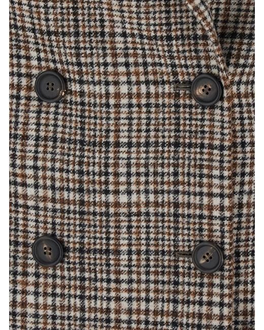 Brunello Cucinelli Brown Double-Breasted Jacket With Peak Revers And All-Over Check Motif