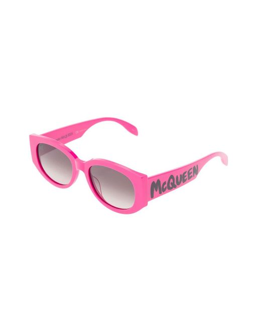 Occhiali da sole in acetato fucsia con logo donna di Alexander McQueen in Pink