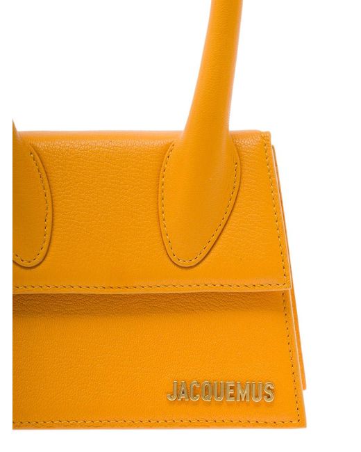 Jacquemus Orange 'Le Chiquito Moyen' Handbag With Logo Lettering Detail
