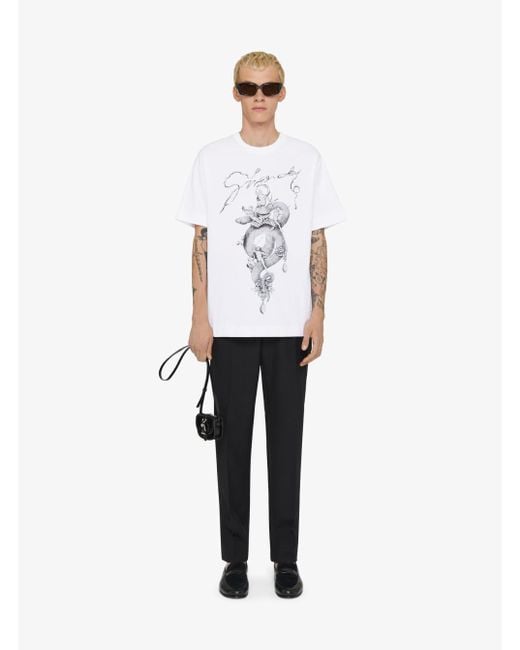 Givenchy White Crewneck T-Shirt With Maxi Logo Print On The Front for men