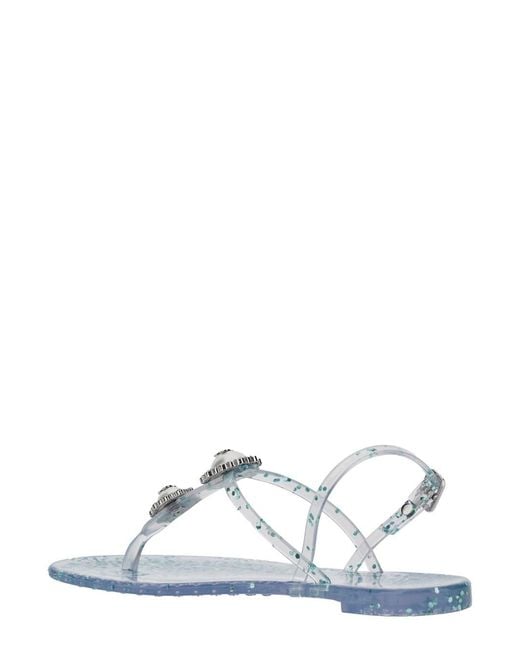 Casadei White Sandal With Crystal Decoration