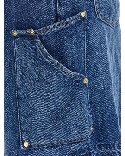 Ganni Blue Denim Shorts With Vintage Effect