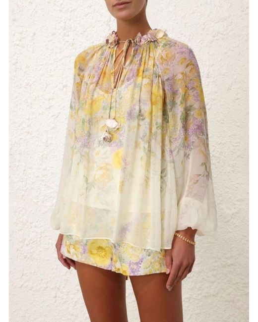 Zimmermann Metallic Blouse With Floral Print