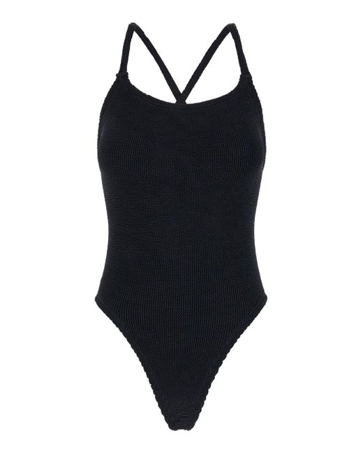Hunza G Black 'Bette' One-Piece Swimsuit With Crisscross Straps