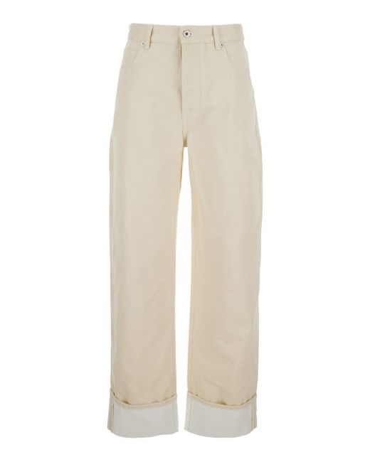 Bottega Veneta Natural Jeans With Cuffs On The Edges And Removable Patch With Hare On The Back