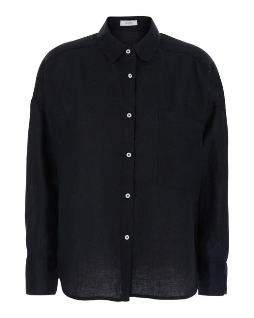 JC Sophie Blue Blouse With Long Sleeves And Back Closure