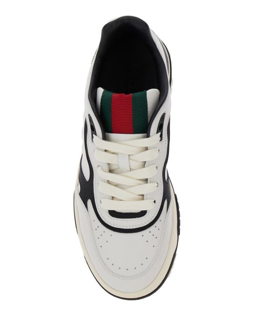 Gucci White 'Reweb' And Low Top Sneakers With Web Detail On The