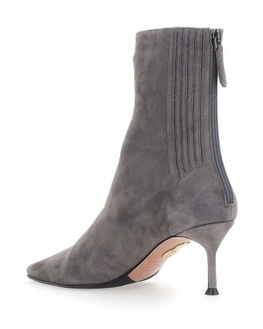 Aquazzura Gray Ankle Boots With 65 Heel And Leather Details For