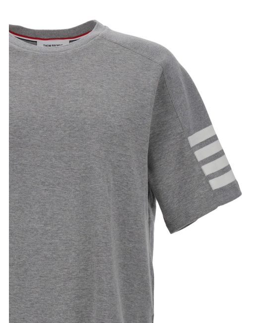Thom Browne Gray Four-Striped Detail T-Shirt for men