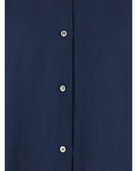 Le Plain Blue Shirt With Classic Collar And Long Sleeves