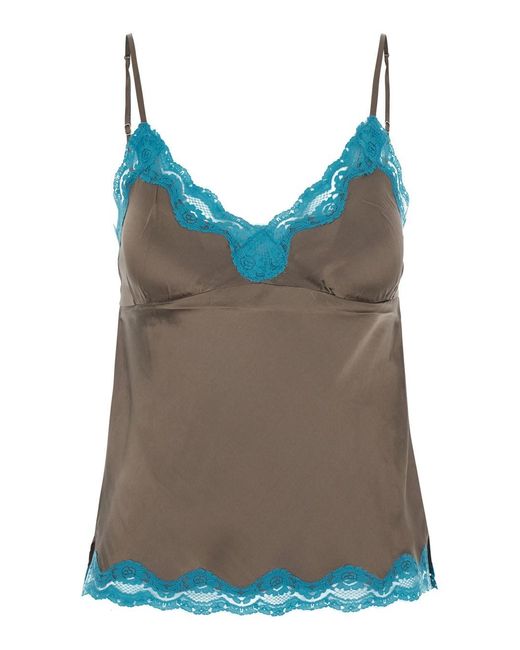 Gold Hawk Blue Shirt Two-Tone With V-Neck And Spaghetti Straps
