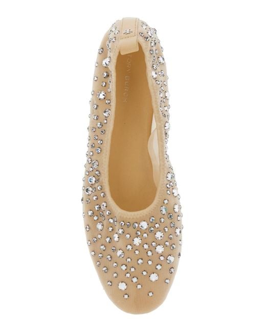 Tory Burch Natural Ballet Flats With Crystal Detail