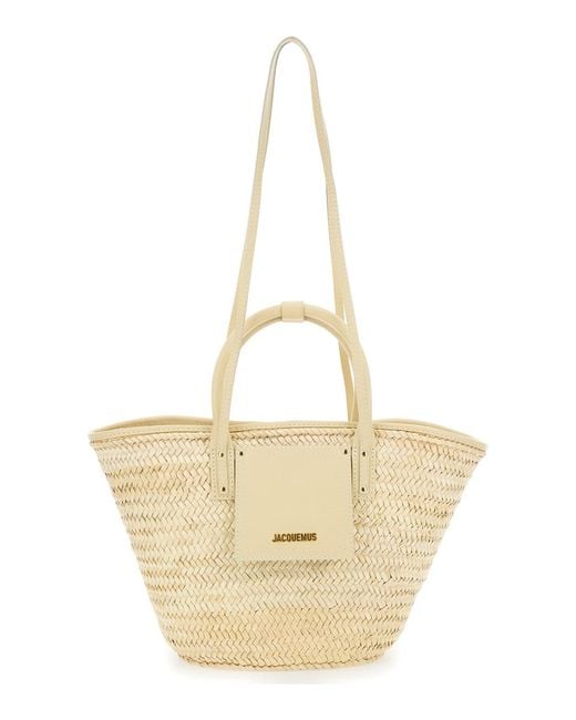 Jacquemus Natural 'Le Panier Soli' Handbag With Leather Pocket With Logo