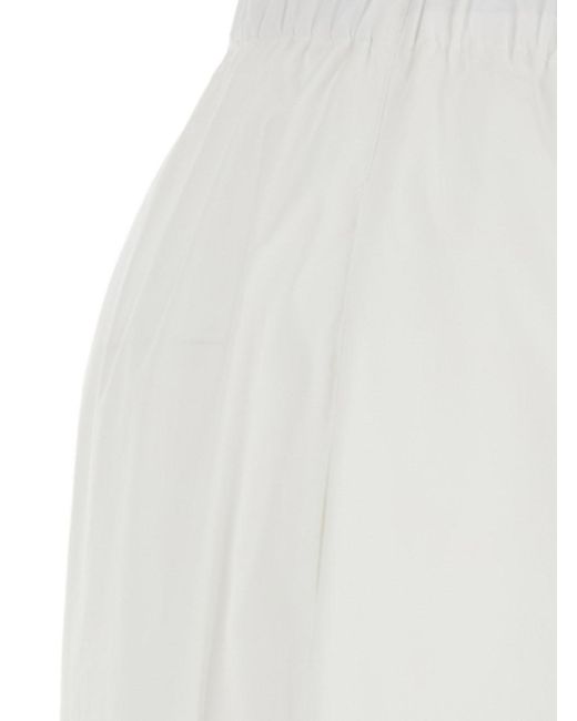 Antonelli White Cotton Pants With Elastic Waist For