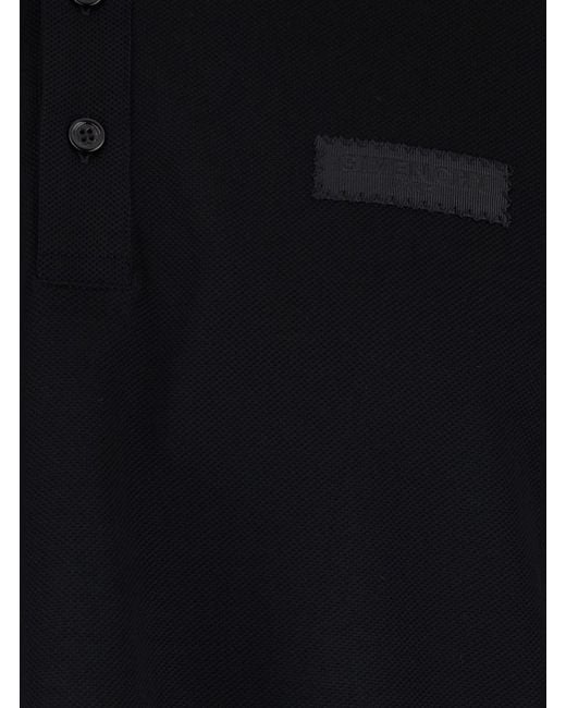 Givenchy Black Polo Shirt With Logo Patch On The Front for men