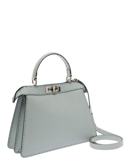 Fendi Green 'Peekaboo Iseeu Medium' Handbag With 646 Hand-Sewn Topstitc