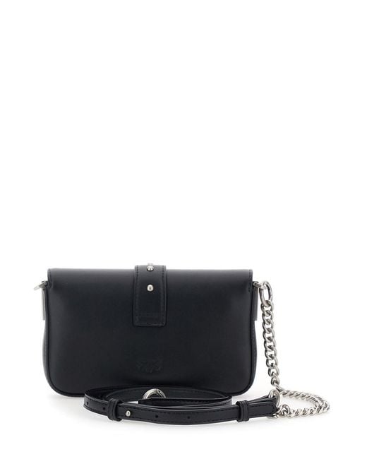 Pinko Black Shoulder Bag Love One Slouchy Baby Leather