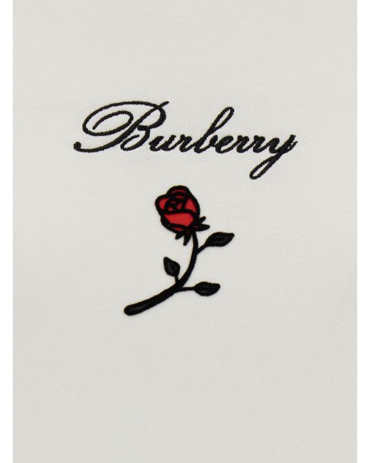 Burberry White T-Shirt With Rose And Logo