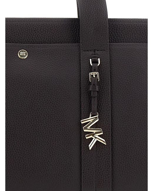 Borsa A Spalla Con Placca Logo Metallica di MICHAEL Michael Kors in Black