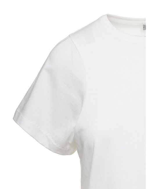 T-shirt girocollo bianca in cotone di Totême  in White