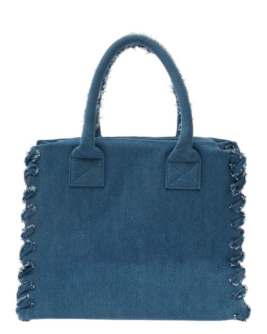 Pinko Blue Cotton Tote Bag
