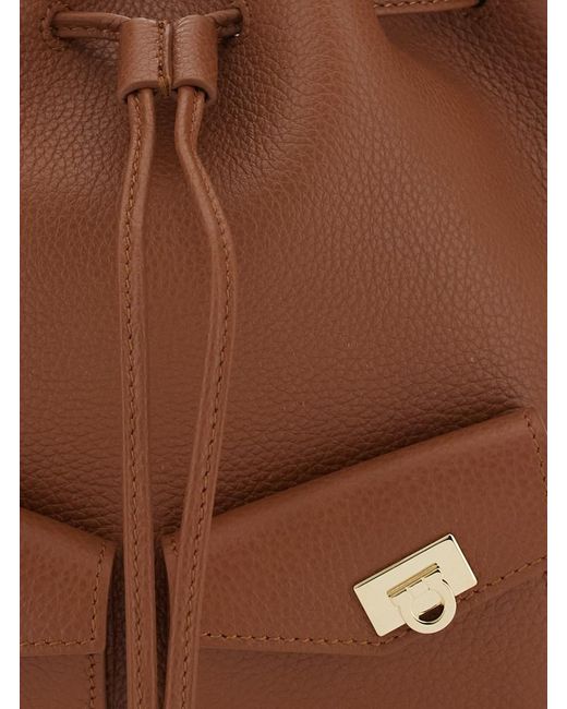 Ferragamo Brown Drawstring Minibag 19,0X11,5X19,5