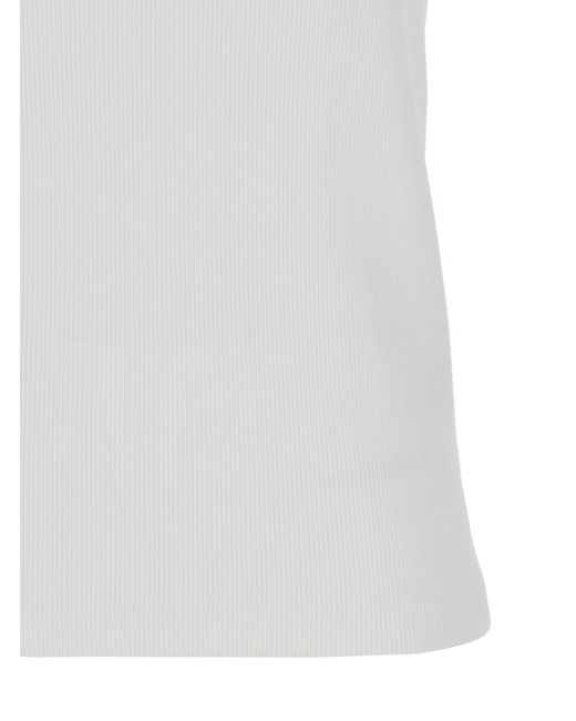 Bottega Veneta White Ribbed Tank Top With U Neckline