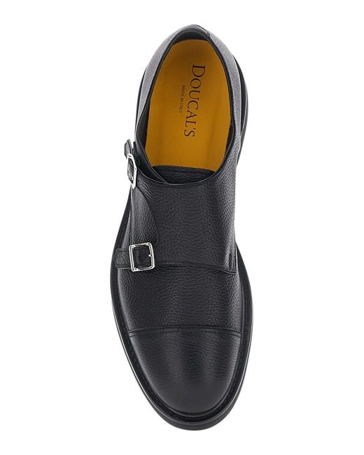 Doucal's Black Double Buckle Cap Toe (Gm) Alce Nero+F.Do Nero for men