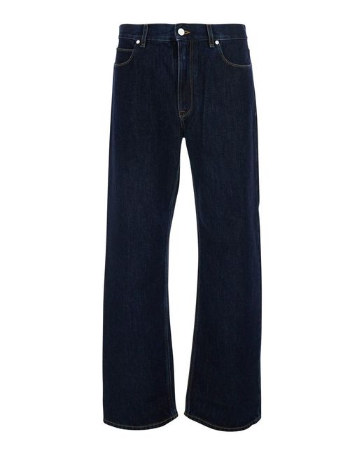 Fendi Blue Jeans With Logo Patch On The Back for men