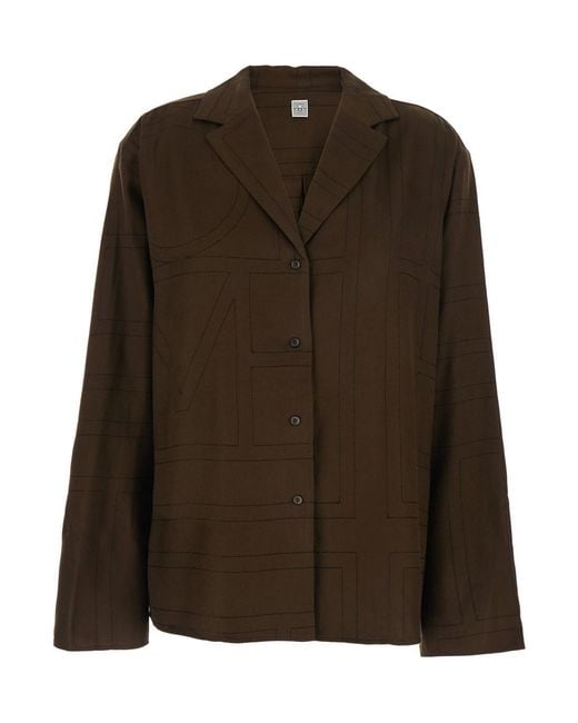 Totême Brown Shirt Notched Revers Modal