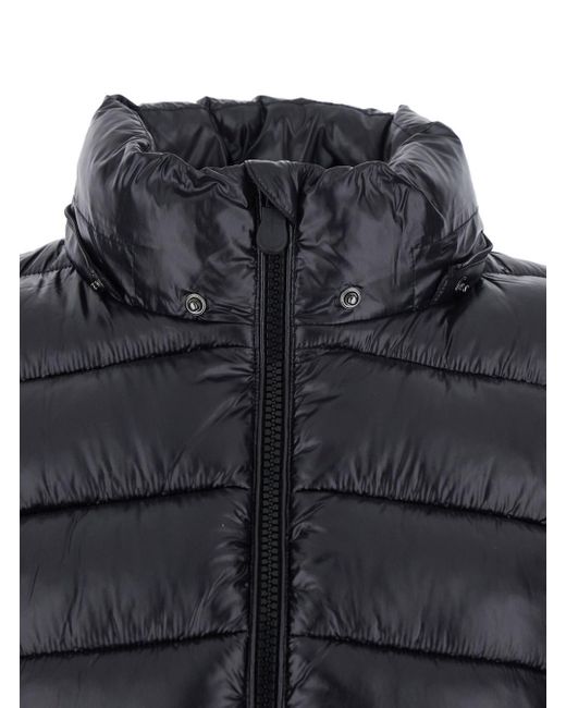 Save The Duck Black 'Cosmary' Down Jacket With Removable Hood And Logo