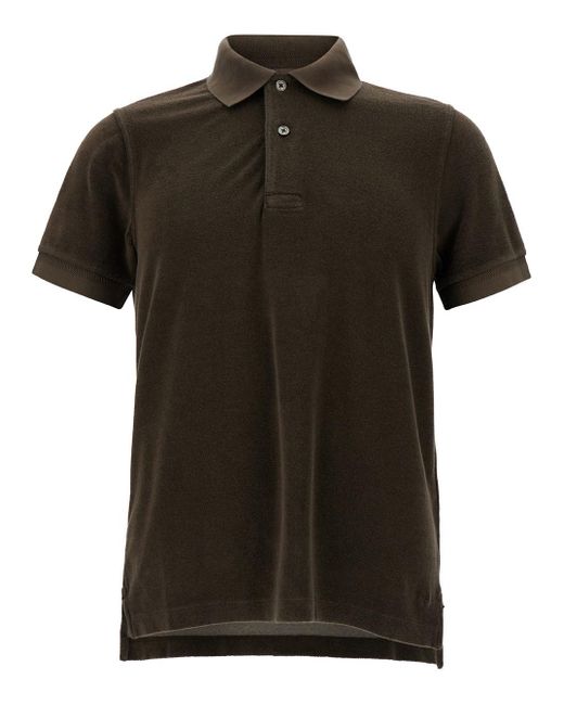Tom Ford Black Polo Shirt With Tonal Logo Embroidery for men