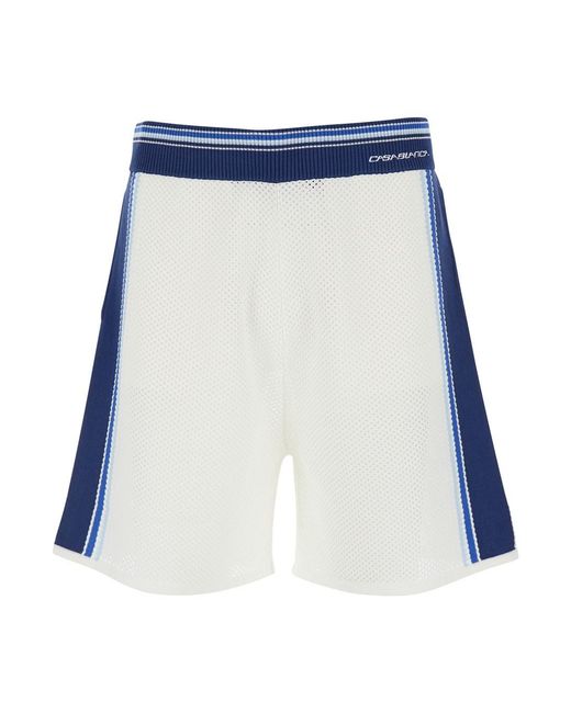Casablanca Blue Shorts Mesh Stripe With Details for men