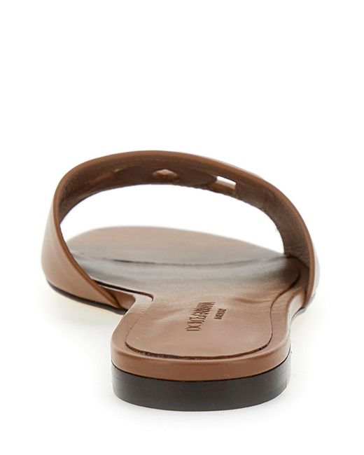 Dolce & Gabbana Brown Slide Sandals Leather