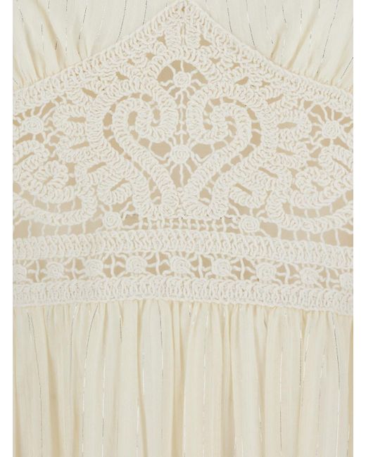 Twin Set White Long Dress With Embroidered Motifs