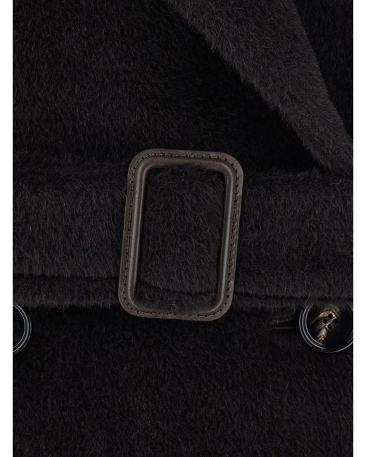 Tagliatore Black 'Jole' Double-Breasted Coat With Peak Revers And Waist Belt