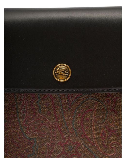 Etro Black Paisley-printed Foldover Top Wallet