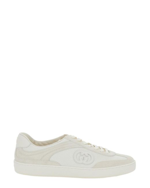 Gucci White Low Top Sneakers With Interlocking G for men