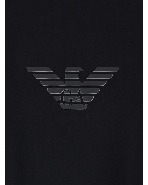 Emporio Armani Black Crew Neck T-Shirt With Front Logo for men