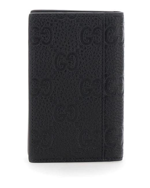 Gucci Black Bi-Fold Wallet With Vertical Design for men