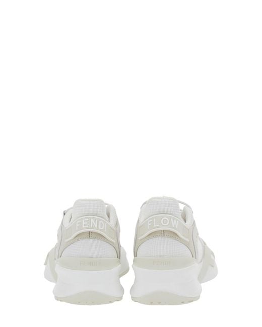 Fendi White 'Flow' Sneakers With Toggle Closure And Logo Lettering On The Side