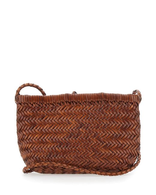 Dragon Diffusion Brown Minsu Bag Mini Basket Bag With Handles And Leat