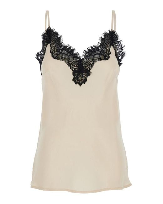 Gold Hawk White 'Coco' Pearl Camie Top With Lace Trim