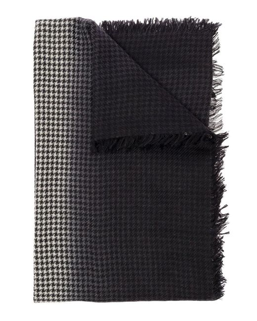 Faliero Sarti Black Nina Houndstooth Cashmere And Wool Scarf Man for men